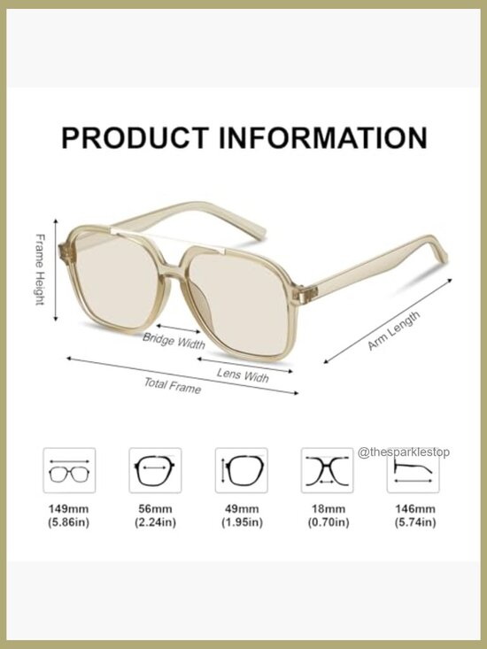 Retro Aviator Sunglasses Square Plastic Frame UV Protection main image 6